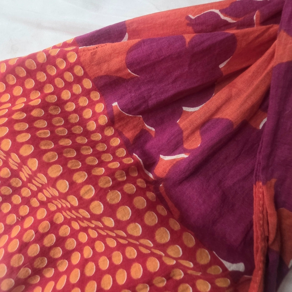 NEW Beautiful Vibrant Tangerine Orange & Violet Purple Scarf. 72" L x 26" W. - Picture 2 of 5